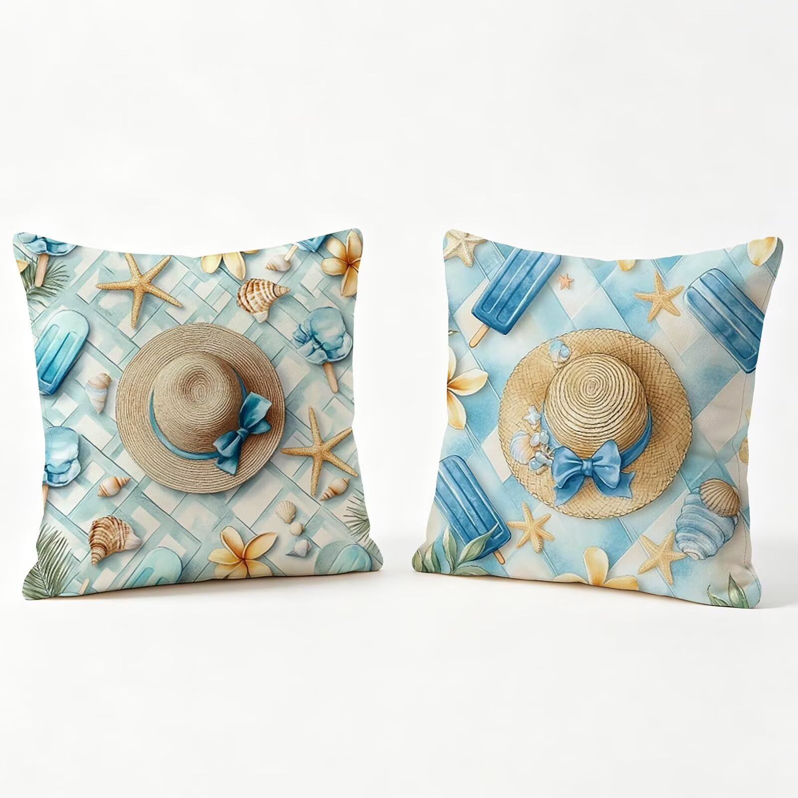 Housse coussin 80x80 en velours bleu doux taie oreiller décoration canapé lot de 2