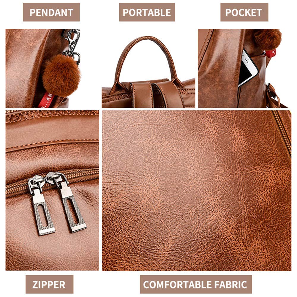 INOVERA (LABEL) 20 Ltrs Girl's Vegan Leather Travel Anti Theft Backpack With Shoulder Strap, 31.5L X 14.5B X 33H Cm (Brown) 3