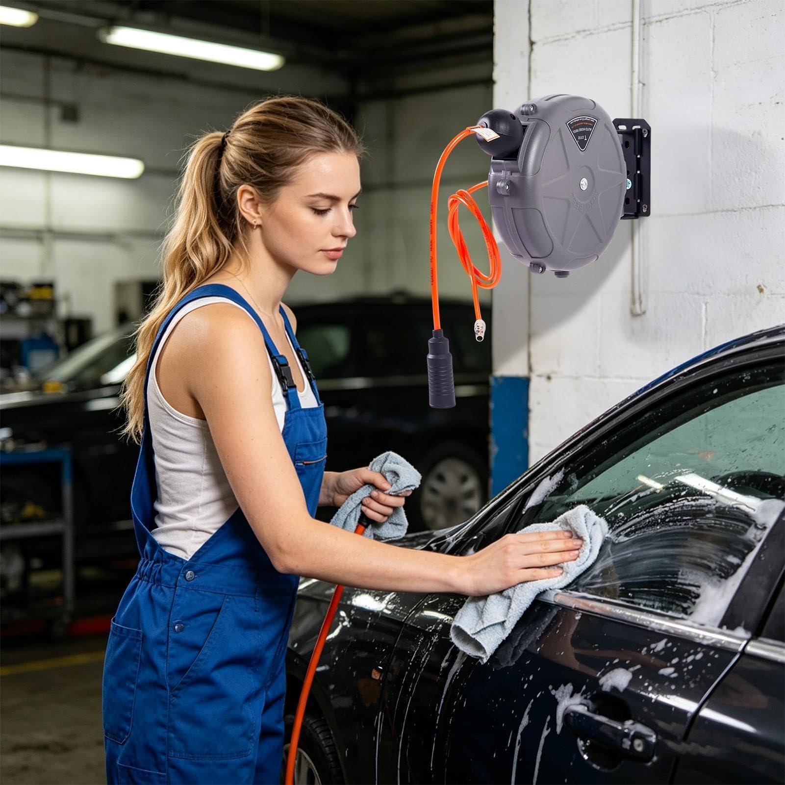 Avvolgitubo Aria Retrattile da Parete Pesante con Riavvolgimento Automatico | Avvolgitubo Per Compressore per officine, garage, casa, studio, riparazioni e automotive, manutenzione macchi