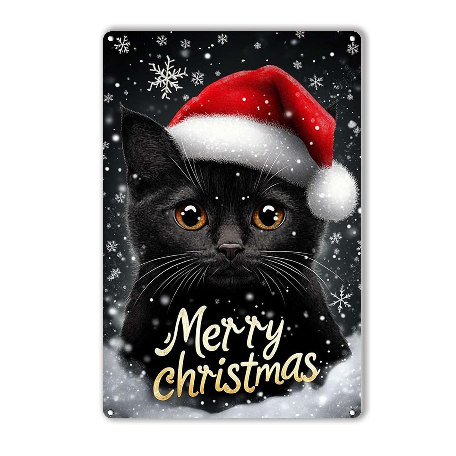 Anceky Merry Christmas Black Cat Tin Sign Vintage Metal Sign Wall Decor for Cafe Bar Kitchen Yard Gate 12×16 Inch