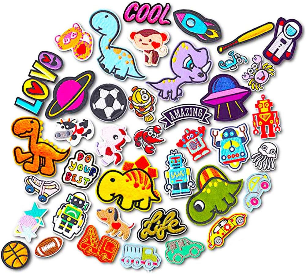 40 Pack Delicate Embroidered Patches, Cute Animals