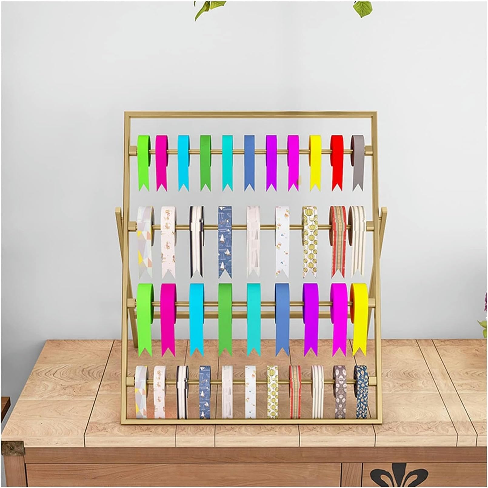 Support organisateur de ruban en métal blanc pour rangement et décor de boîte