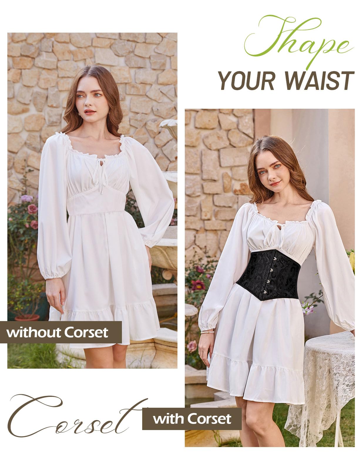 Scarlet Darkness Corset Belt for Women Fishbone Wide Waist Corset Pirate Belt: Black Jacquard 6