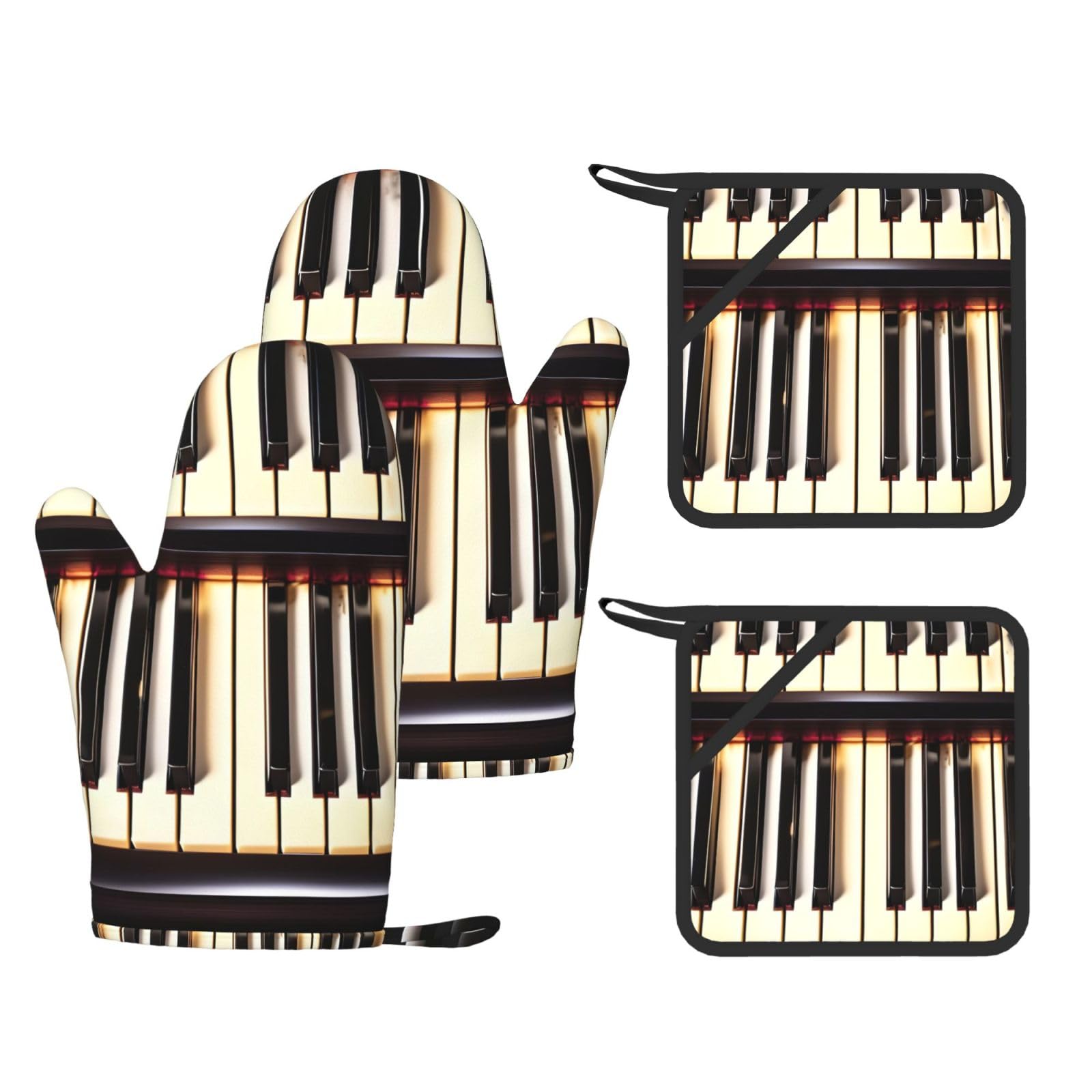 Gants de cuisine en silicone motif piano lot de 4 isolants thermiques