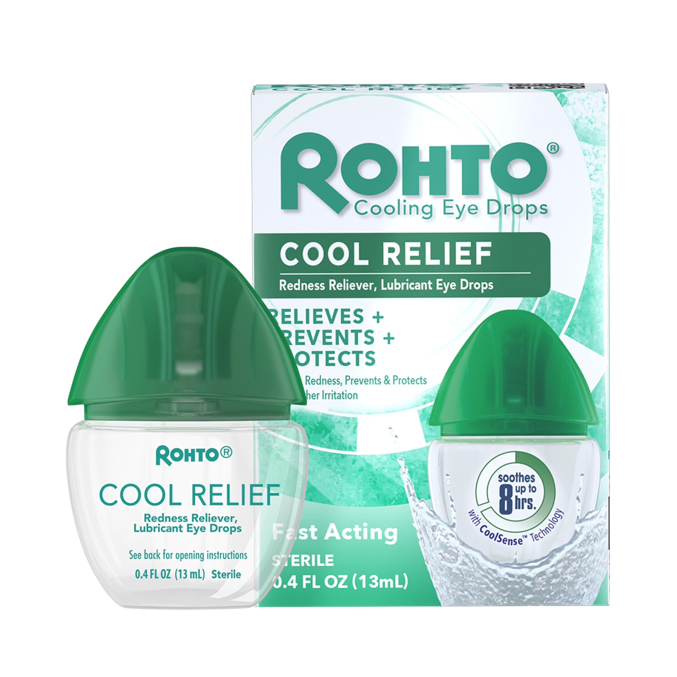 Cool Relief, Redness Reliever Lubricant Eye Drops, Relieves Redness, Prevents and Protects Further Irritation, Cools and Soothes Red, Dry, Itchy Eyes, Fast-Acting Formula, 0.4 fl oz (Pack of 3)