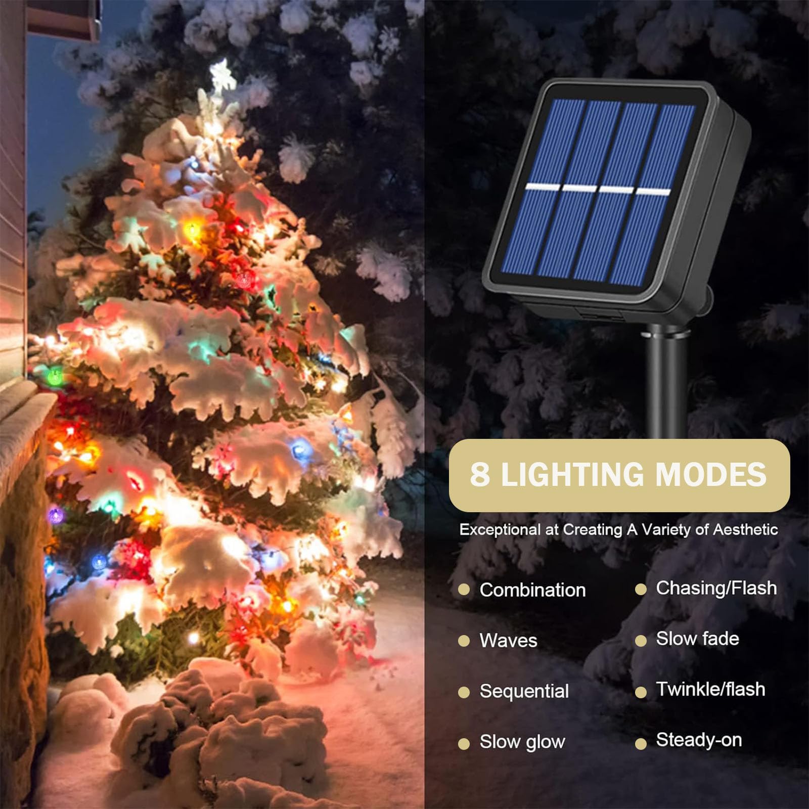 Mateju Catena Luminosa Esterno Solare, Catena Luci Esterno LED Energia Solare Impermeabile con 8 Modalità per Balcone Gazebo Terrazzo Patio Festa (Pigna bianco caldo,32M/300LED)