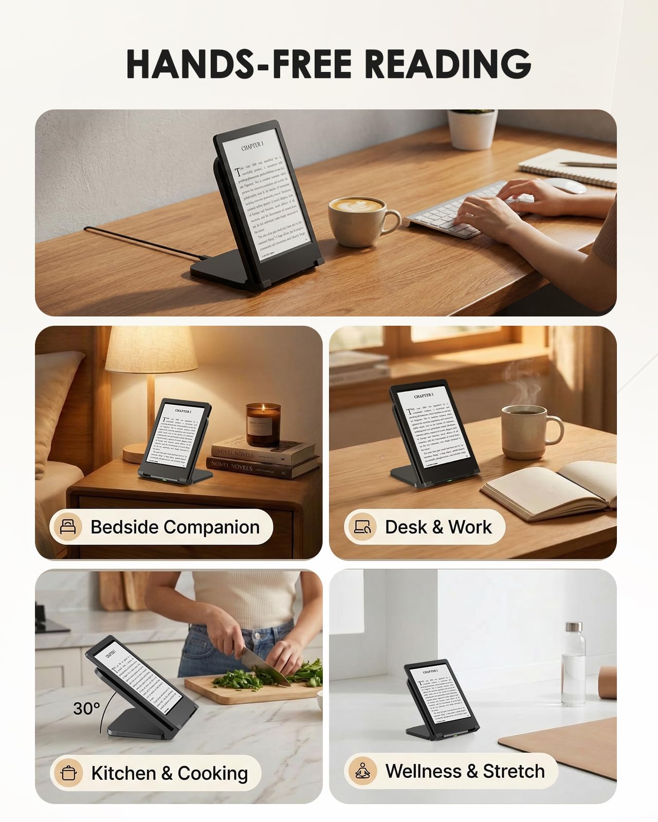 Doohoeek Foldable Wireless Charging Dock for Kindle Paperwhite Signature (2022/2024), Colorsoft & Galaxy Ebook – Compact Charger Station with Adjustable Angle, Auto‑Stop Safety — view 6