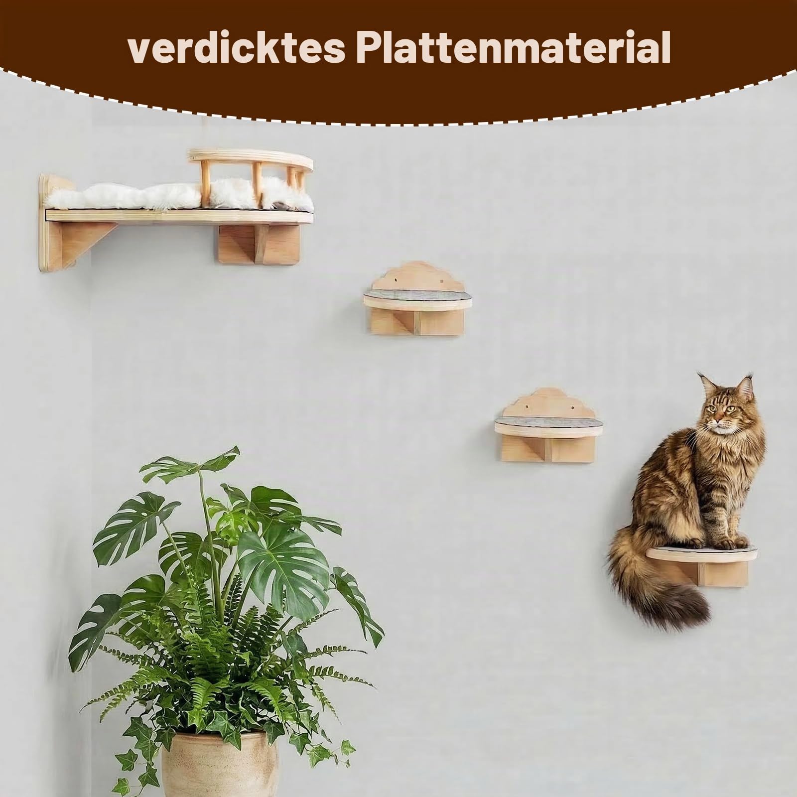 Kletterwand Katzen 4PCS Katzenkletterwand Set Kratzbaum Wand Katze Catwalk Wandelement Wandliege Katzenmöbel Wandmontage Katzenwandmöbel Katzenmöbel Cat Shelves Set