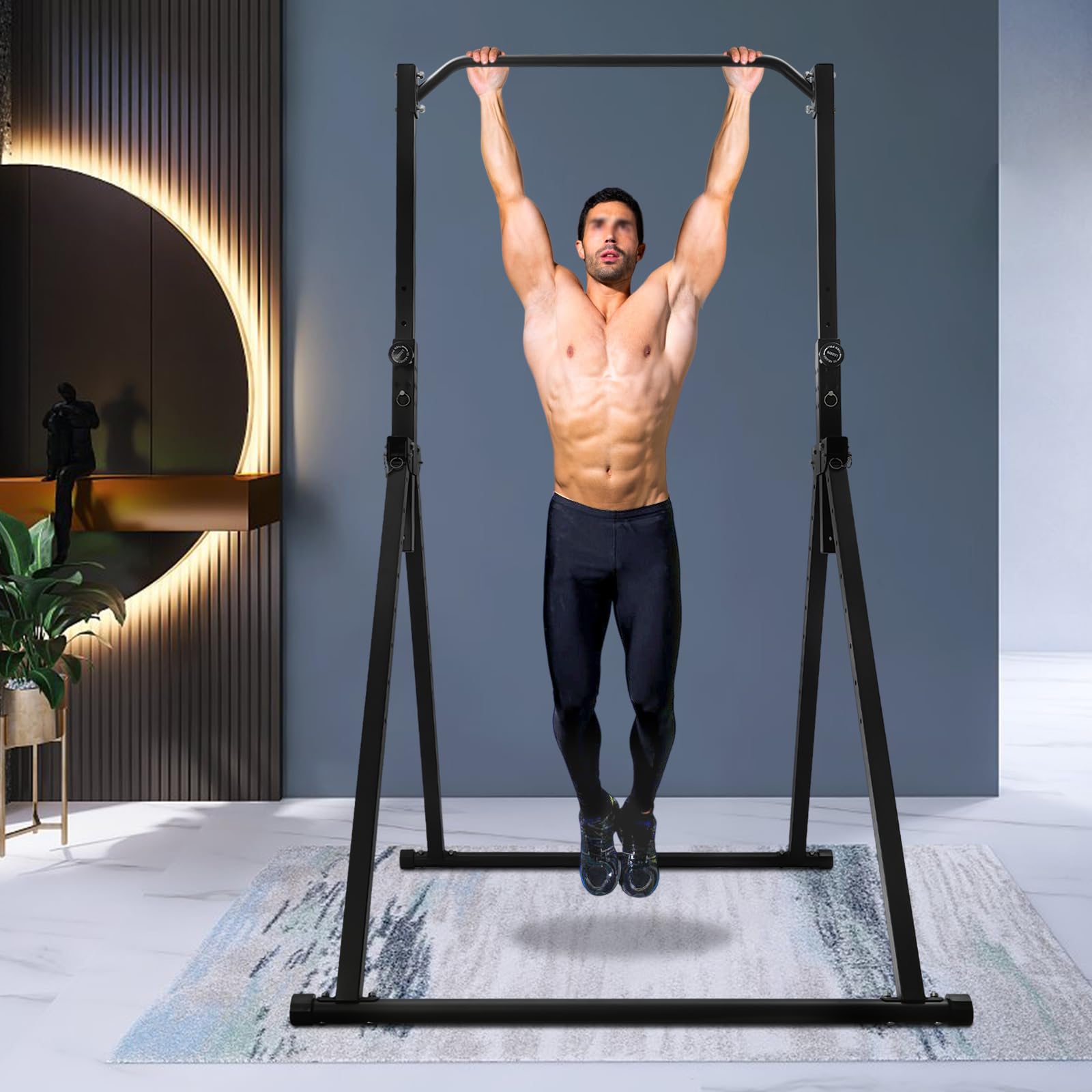 Asta orizzontale regolabile Height Home Pull Up Bar Triangular Station regolabile, autoportante, per palestra a casa, asta triangolare per trazioni per allenamento di forza