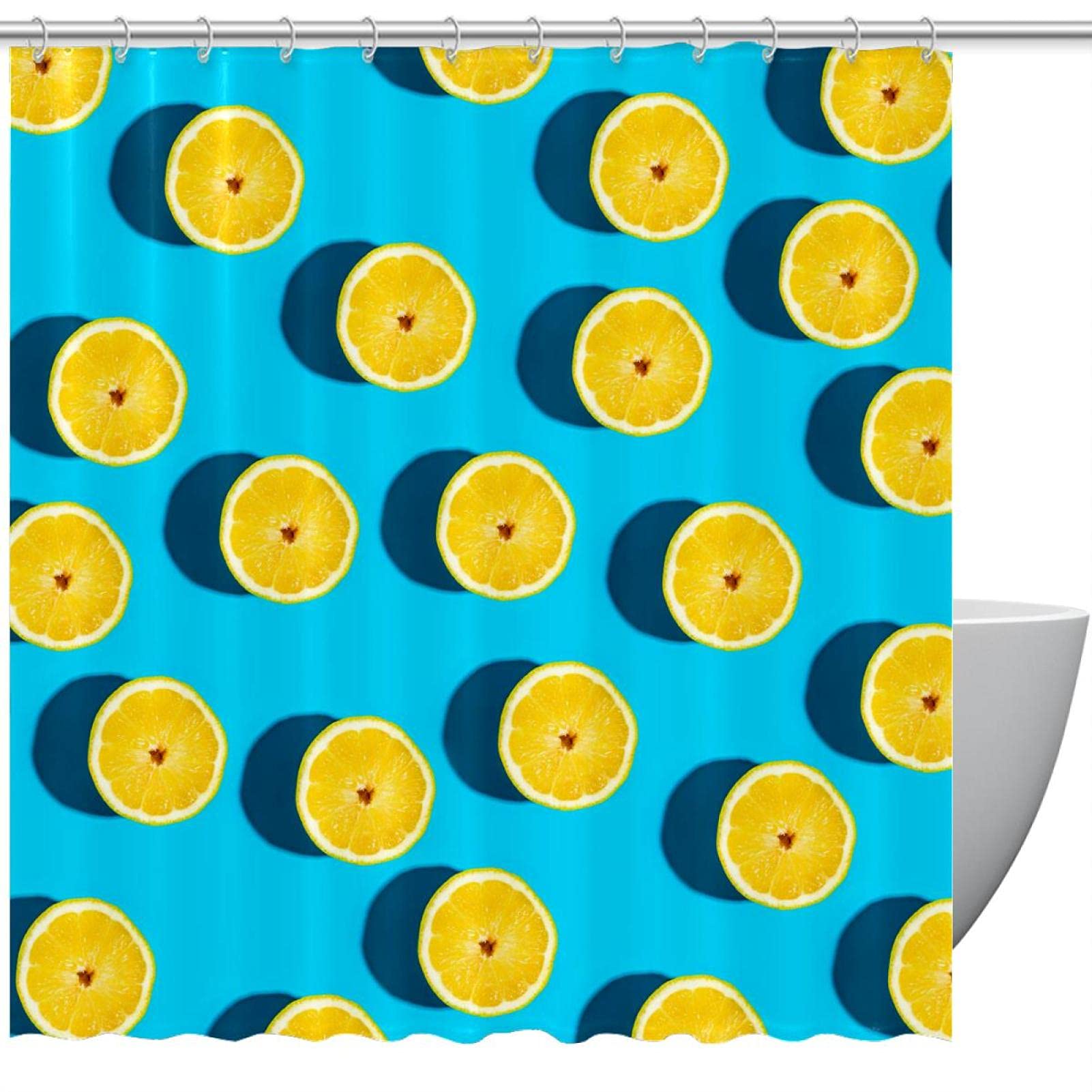 Rideau de douche jaune citron sans odeur pour baignoire 152x183