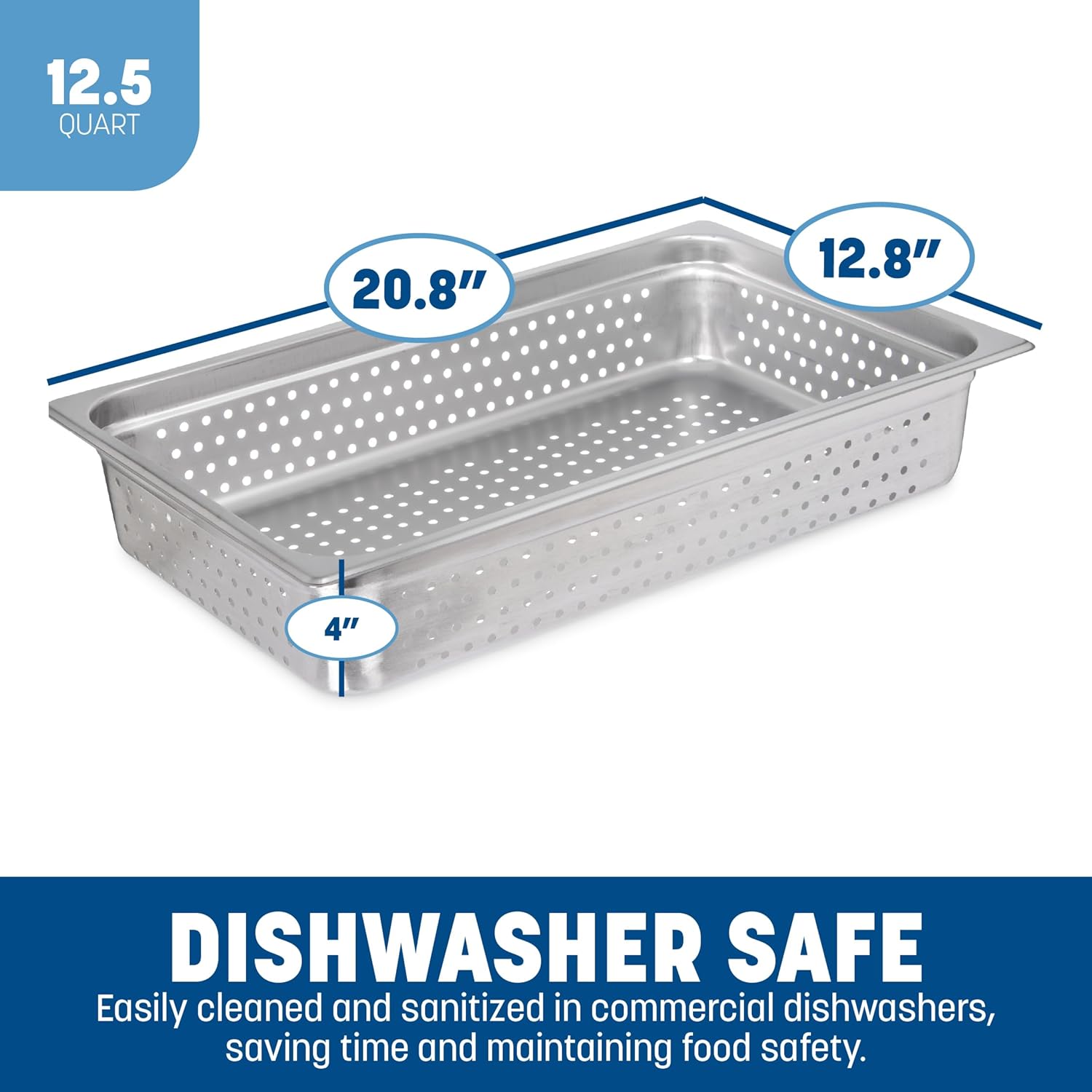 Carlisle FoodService Products Durapan Full Size Stainless Steel Perforated Steam Pan for Catering, Buffets, Restaurants, 4 Inches Deep, Silver