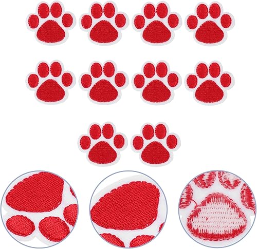 Miniatura 9 de 10 Uds. De La Pata De Gato Estampado Animal DIY Bordado Apliques Hierro- en Parche Rojo