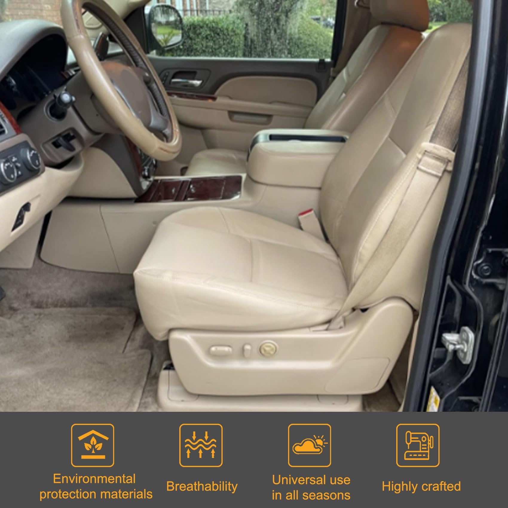 Fits Power Heated Seats Tan Leather Bottom Seat Cover For 2003-2007 Chevy Silverado Driver Side Seat Covers Silverado - Foto 8