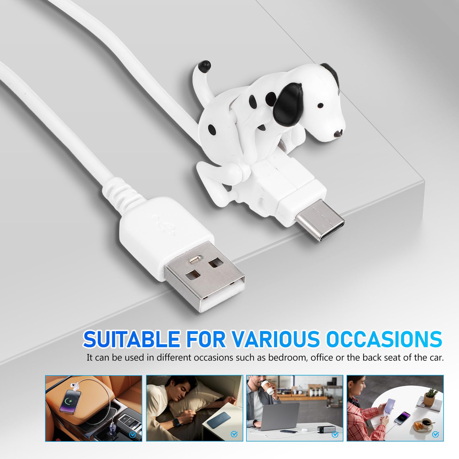 DOITOOL 4pcs Tipo-c Cavo di Ricarica Divertente Cane Linea di Ricarica Del Telefono Mobile Durevole Cavo Dati USB