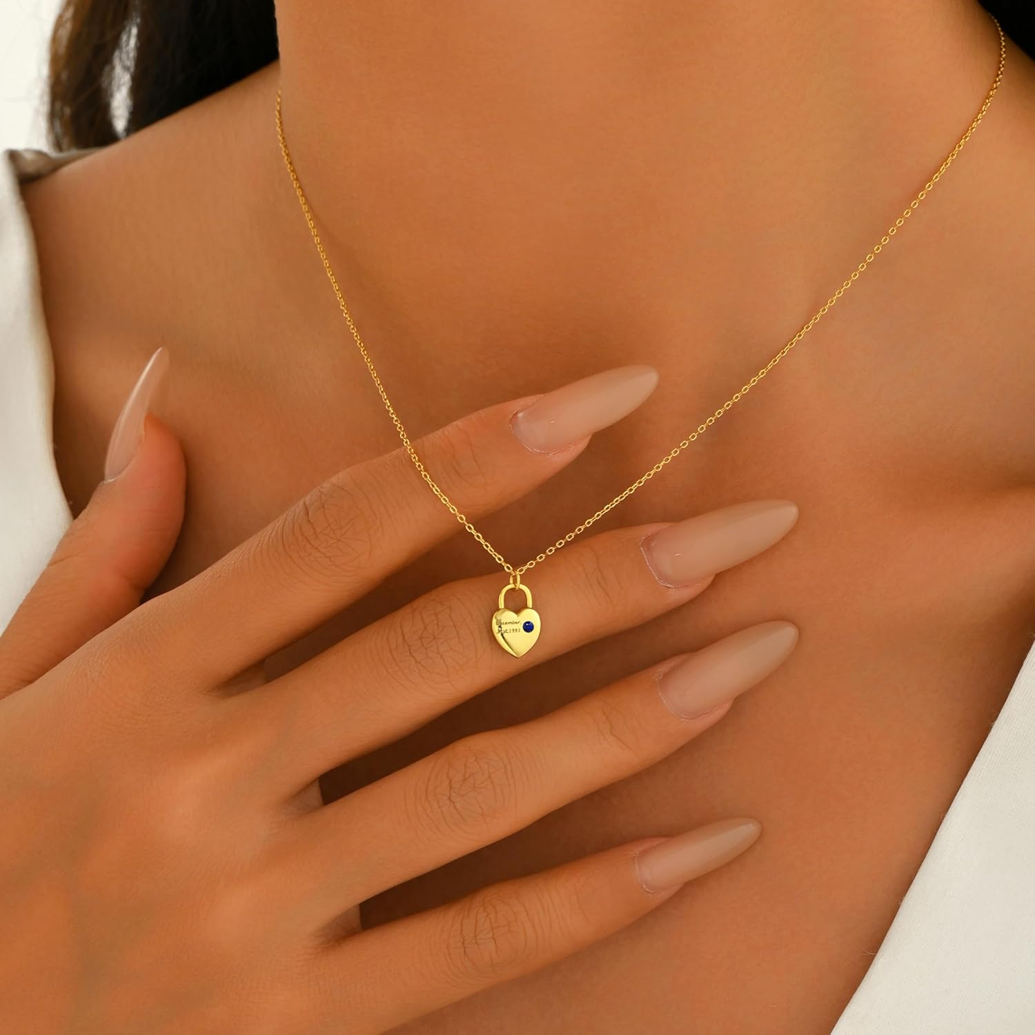Heart Lock Necklace for Women 925 Sterling Silver 14K Gold Plated CZ Letter Pendant Necklace Couple Best Friend Friendship Necklace Jewelry Mothers Day Gifts