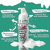 Vista 4 de immetee Mousse de pelo rizado, aceite de coco y proteína de seda para el control del encrespamiento, espuma de peinado extra para el bloqueo