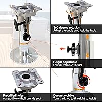 Vista 3 de Pedestal de aluminio ajustable para asiento de barco, base de silla de barco con altura ajustable de 13 pulgadas a 19 pulgadas