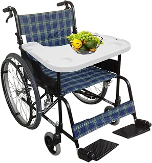 Bandeja para silla de ruedas con portavasos, bandeja de plástico ABS para silla de ruedas, extraíble, fácil de instalar, bandeja para silla de ruedas, capacidad de carga total 80 kg, 58 x 53 cm