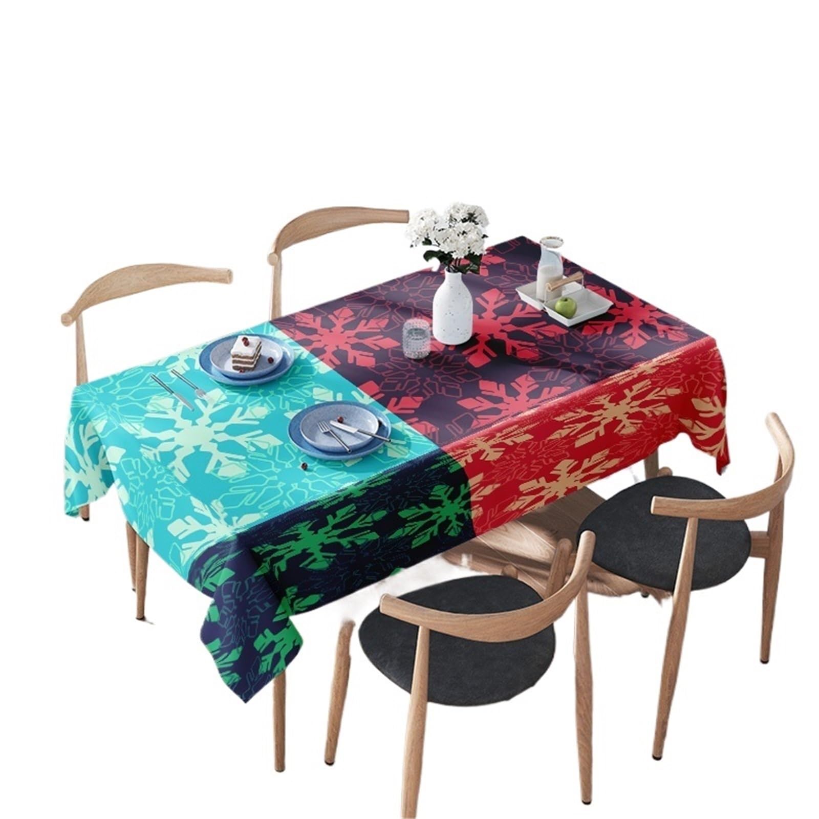 LYXYGMV Snowflake Floral Printed Tablecloth For Home DecorationQuirky Colorful Holiday Table Cover for Dining Room(120x140CM)