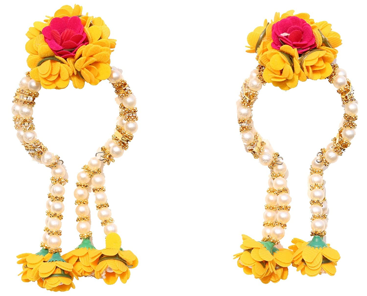 Geetanjali Crafts Handmade Artificial Flower, Pearls, Beads and Stone Kada/Bracelet Set of 2 for Women and Girls (Flexible) 8831 (B082Y9VMZW) Amazon Price History, Amazon Price Tracker