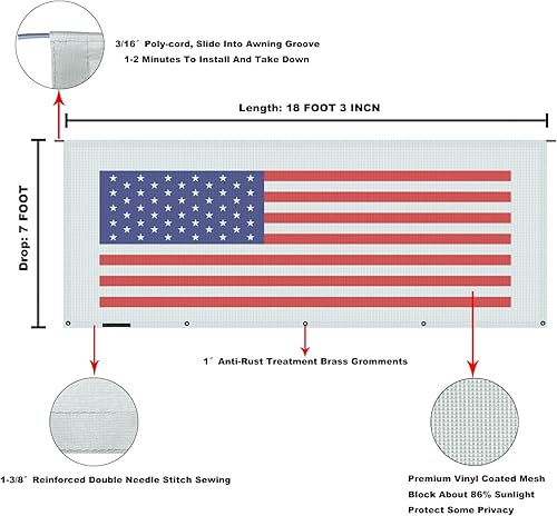 Miniatura 330 de Tentproinc Pantalla parasol para toldo, 8 pies x 13 pies 3 pulgadas (apta para toldo de 14 pies), protector solar de malla para autocaravana, cámper