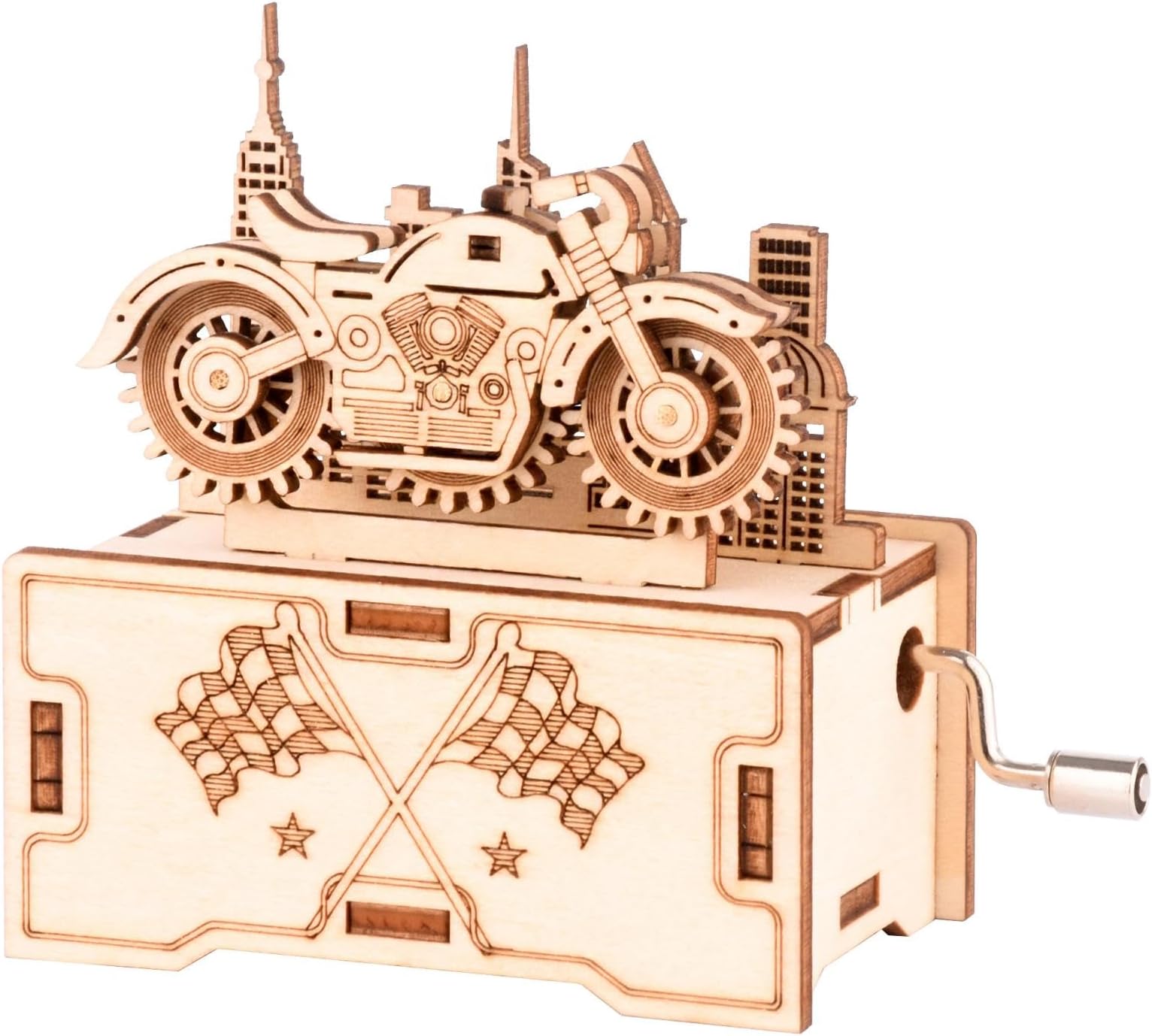 YII WMOC 3D Wooden Puzzle Mechanical Model Car Kits Toys for Boys and Girls Assembly Music Model Brain Teaser for Adults and Kids