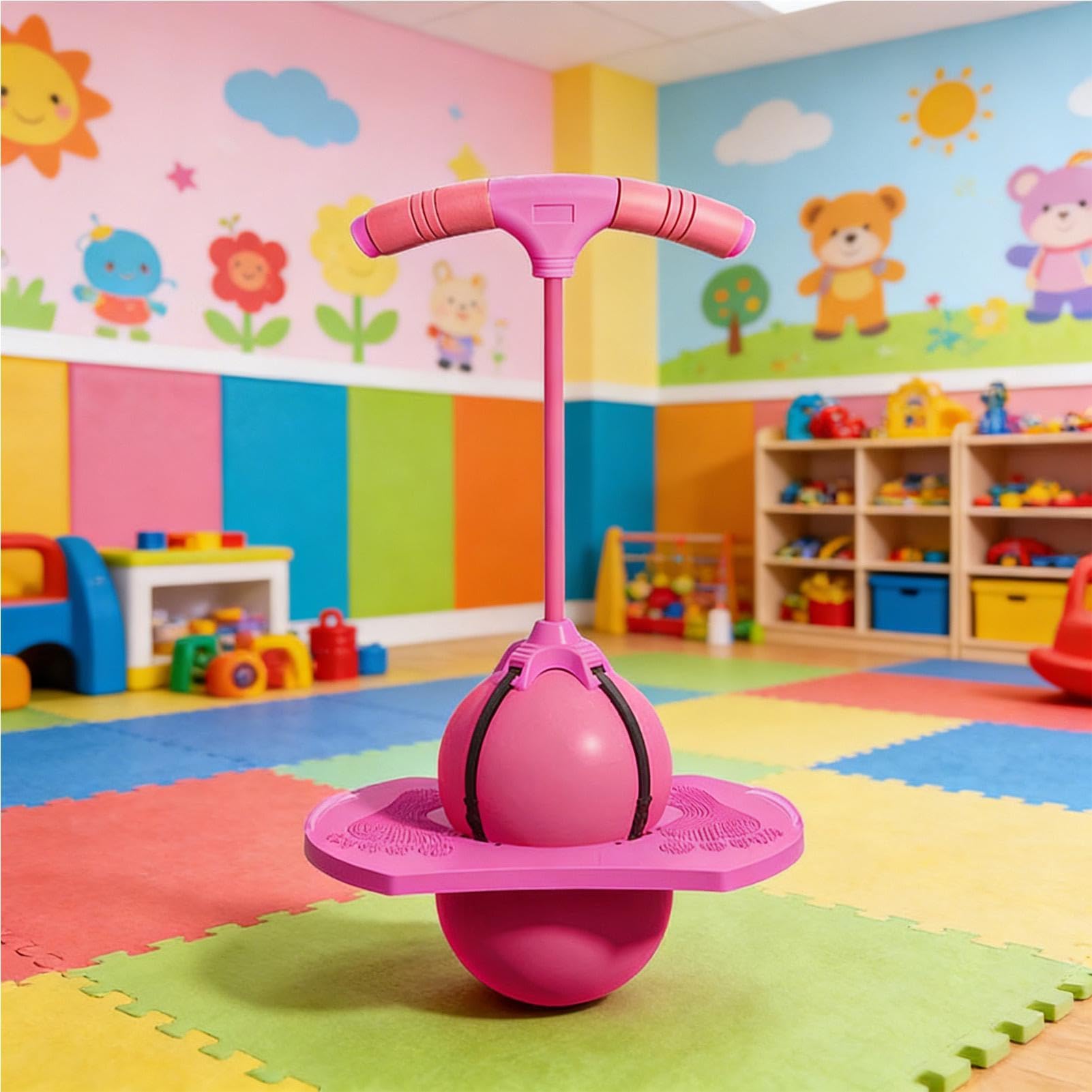 Palla rimbalzante in equilibrio | Palla da salto in equilibrio bambini | Palline rimbalzanti Space con maniglia e pompa esercizi | Giocattolo saltatore con pompa a bastone palline rimbalzanti