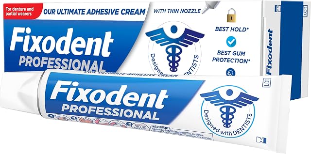 Fixodent Professional Denture Adhesive Cream, 40 ml, Fixdont's Best Hold & Antibacterial Action, Precise Application with Super Thin Nozzle, Mint