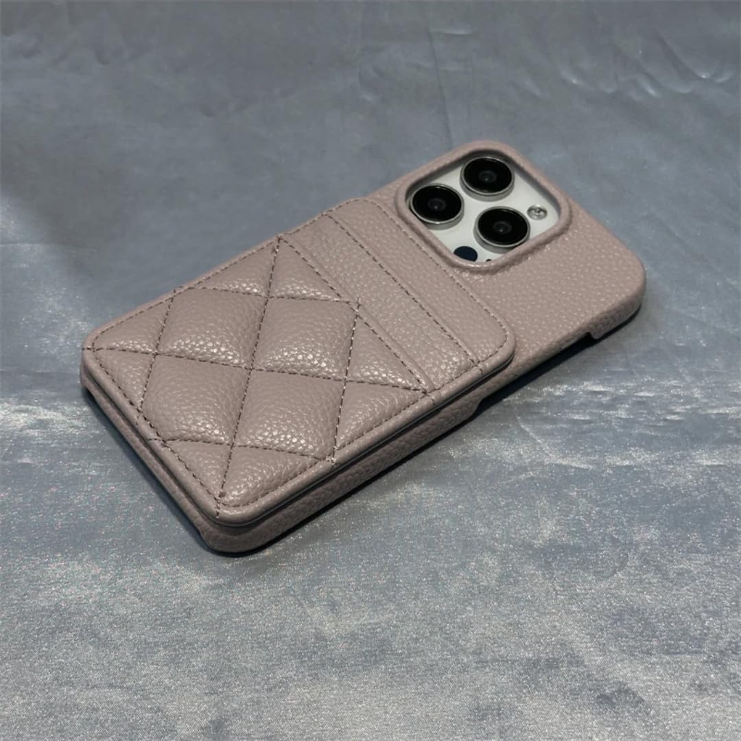 Funda Tipo Cartera de Lujo para iPhone 17 Pro con Bolsillo para Tarjetas, diseño Moderno de Rejilla y Acabado Mate (para iPhone 17 Pro/Morado Claro).