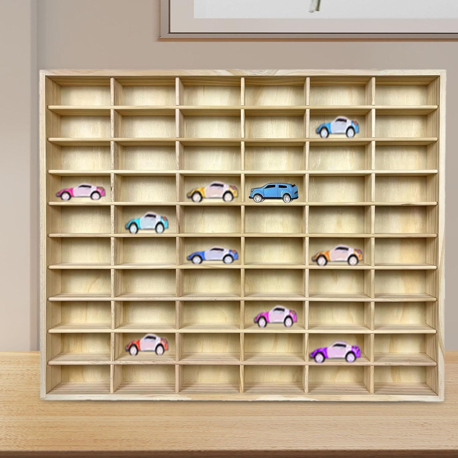 Vitrine für Modellautos, Aufbewahrungs Organizer für 60 Spielzeugautos,