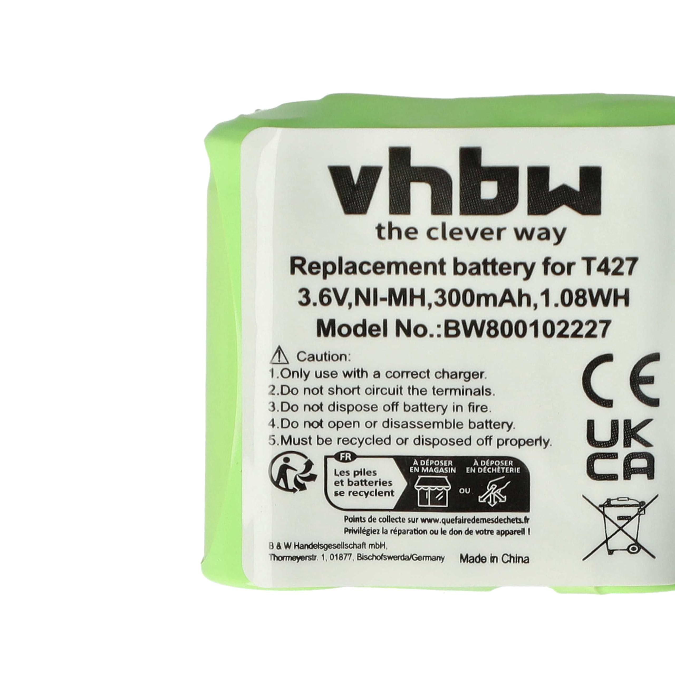 Bateria NI-MH 600 mAh 3,6 V nadaje się do BINATONE, COMMODORE, PANASONIC itp. zastępuje T427, 30AAAM3BMX