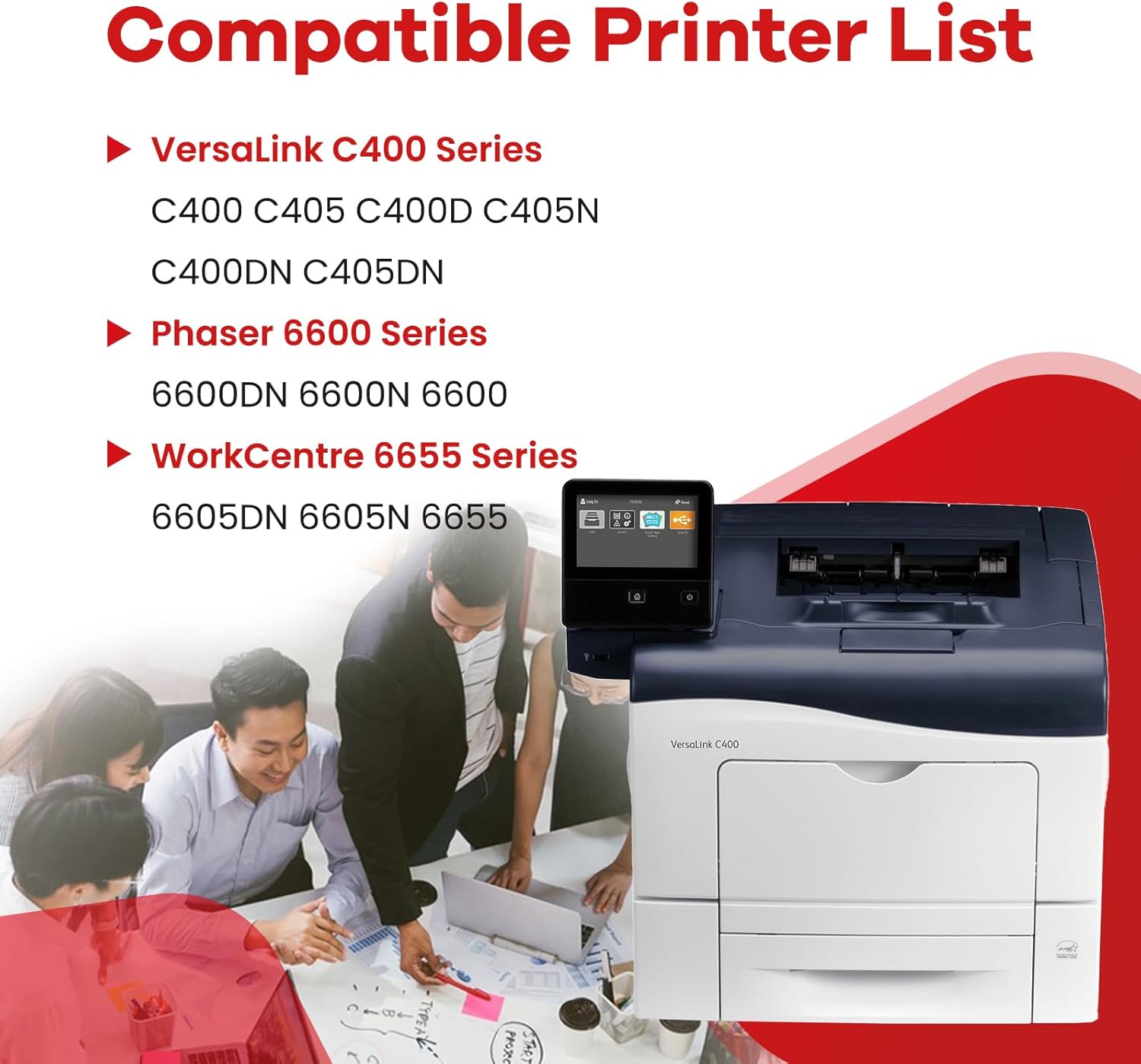 Versalink C400 C405 Drum Unit Replacement for Xerox 108R01121 Imaging Unit Kit for Phaser 6600 Versalink C400 C405 WorkCentre 6655 6605 Printer Drum Cartridge Kit 4-Pack (BK/C/M/Y)