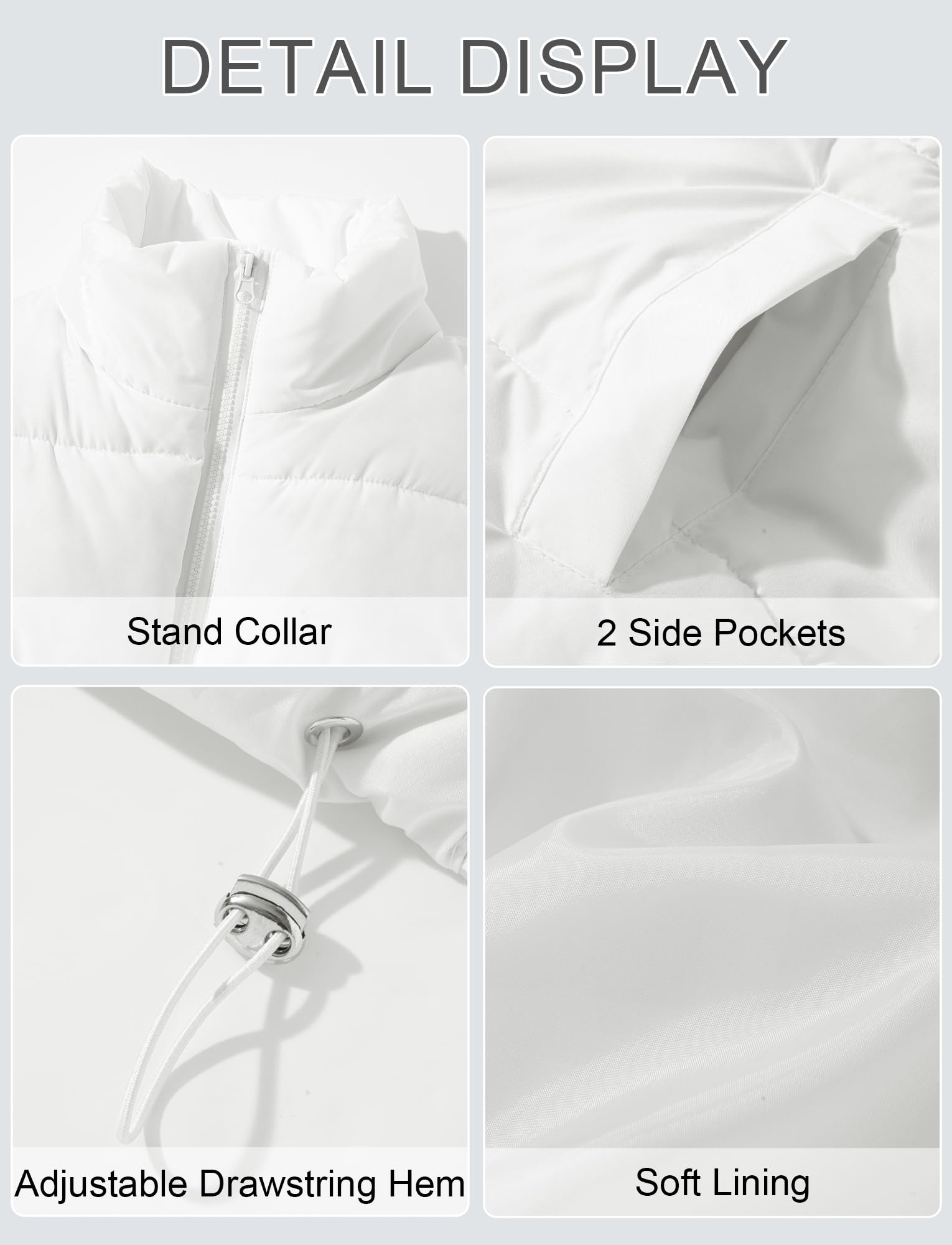 FEOYA Gilet matelassé pour femme avec col rembourré - Veste d'hiver sans manches coupe-vent avec poches