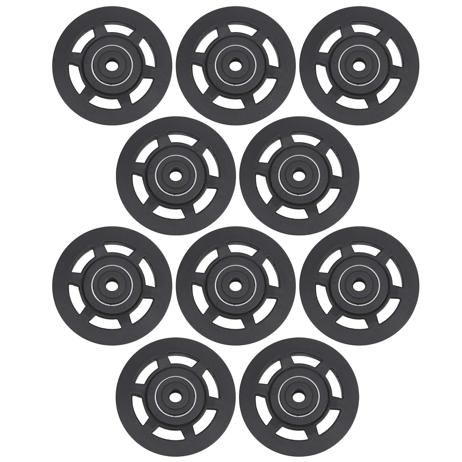 Keenso Lot de 10 poulies de rechange universelles en nylon 95 mm - Noir - Pour équipement de fitness - Combinaison de produits de fitness