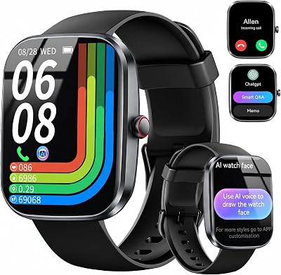 💎 79% MEGA DEAL! AI Smart Watch for Men Women with ChatGPT Assistant, 1.91″ HD Fitness Watch Smartwatch with AI Health Reports, 200+ Watch Faces, Bluetooth 5.4 Calling, 115+ Sports/IP68 Waterproof for Android iOS 2026