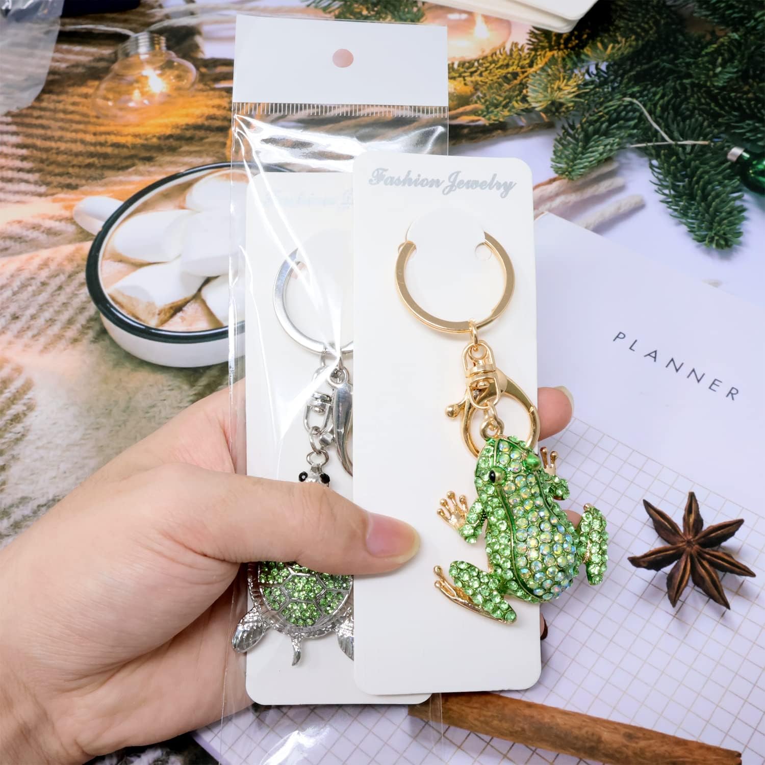 "Honbay 100PCS Keychain Display Cards Keyring Packaging Cards Blank Jewelry Display Hanging Cards and 100PCS Self Sealing Bags for Keychain Display, Organization and Storage"