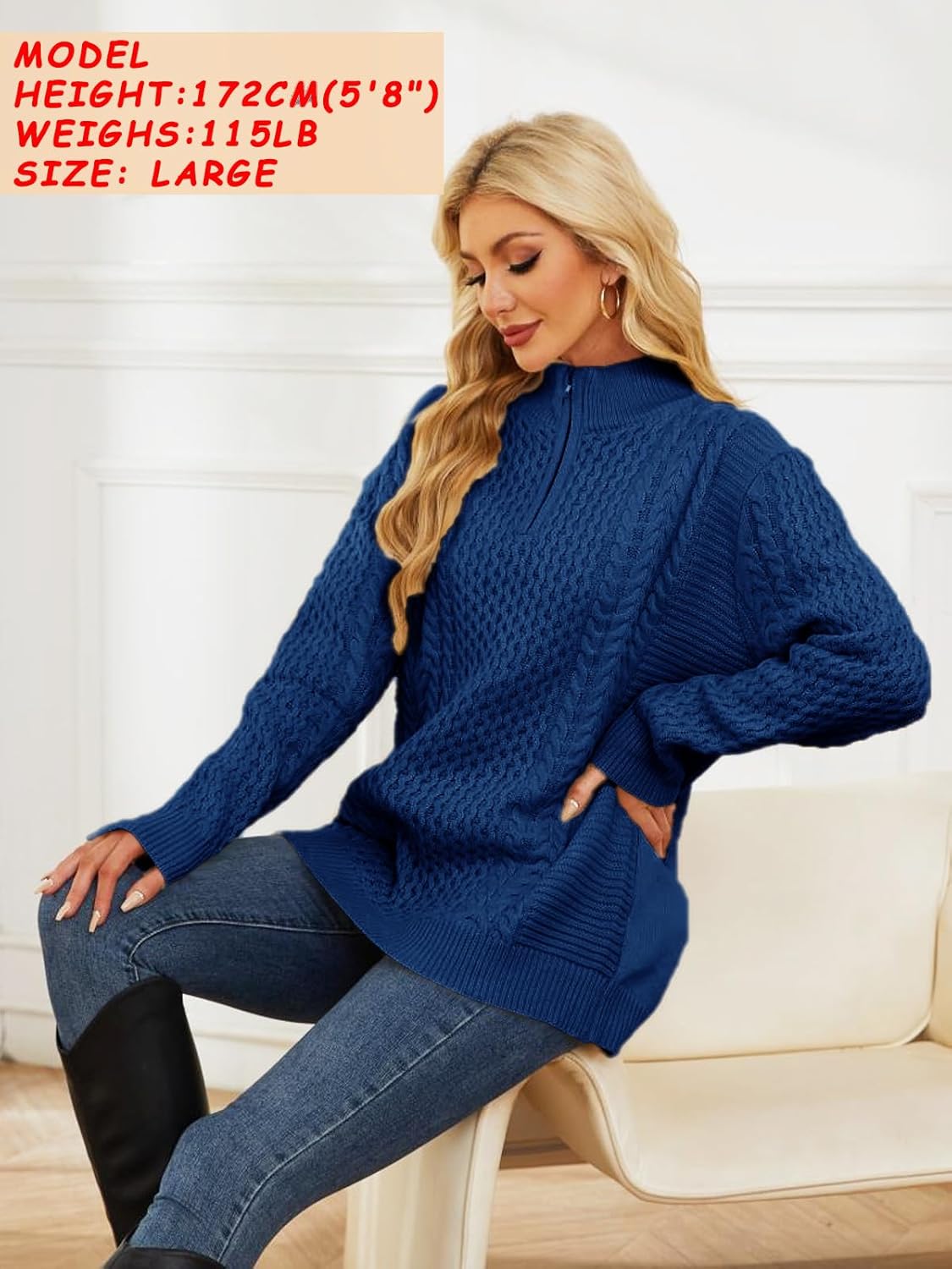 Men's Irish Fisherman Sweaters Cable Knit Half Zip Jacquard Pullover Sweater - Image 3