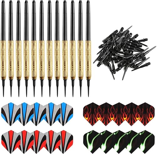 Miniatura 4 de Accmor Juego de 12 dardos de punta de plástico, punta suave, dardos de punta de plástico de 0.55 onzas, adjunta 36 puntas de repuesto extra negras