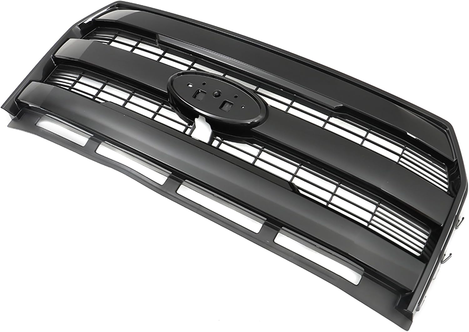 Gloss Black Front Upper Bumper Grille Radiator Grill Hood with Camera Hole Replacement for F150 2015 2016 2017