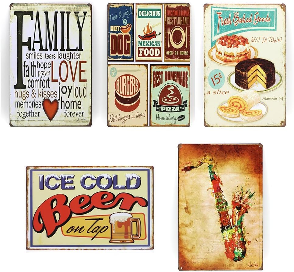 Amazon Takela メタルプレート ブリキ 看板5枚セット アンティーク レトロ インテリア オンライン通販