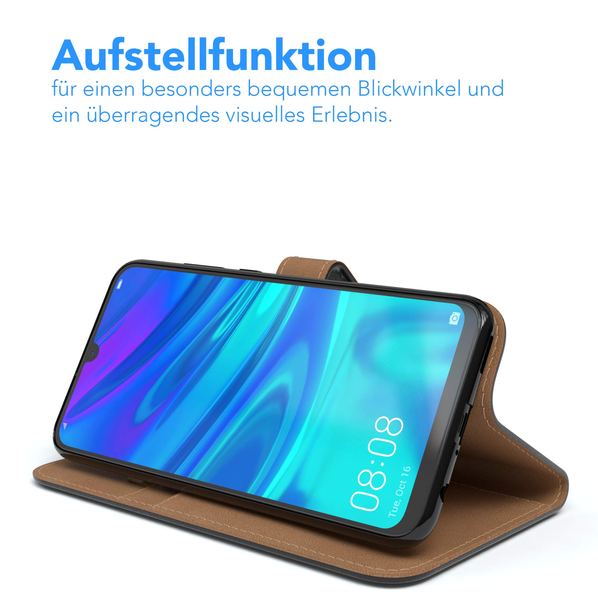 EAZY CASE Handyhülle Für Huawei P20 – Flip Cover Mit Standfunktion & Kartenfach, Kunstleder Schwarz