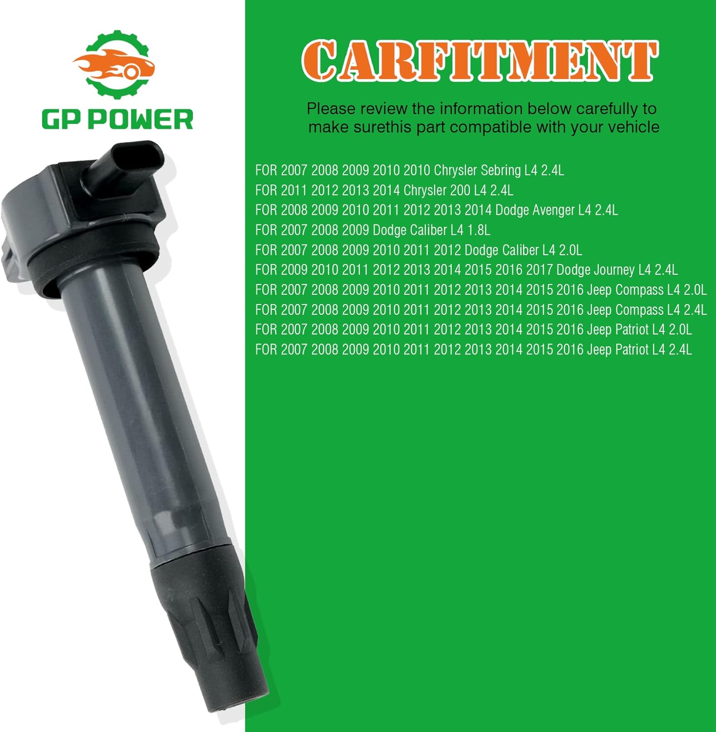 IGNITION COIL SET OF 4 COMPATIBLE WITH Dodge Jeep Chrysler Vehicles 200 Sebring Avenger Caliber Journey Compass Patriot 1.8 2.0 2.4 L4- Replaces 4606824AB 04606824AB UF557 UF-557 C1587
