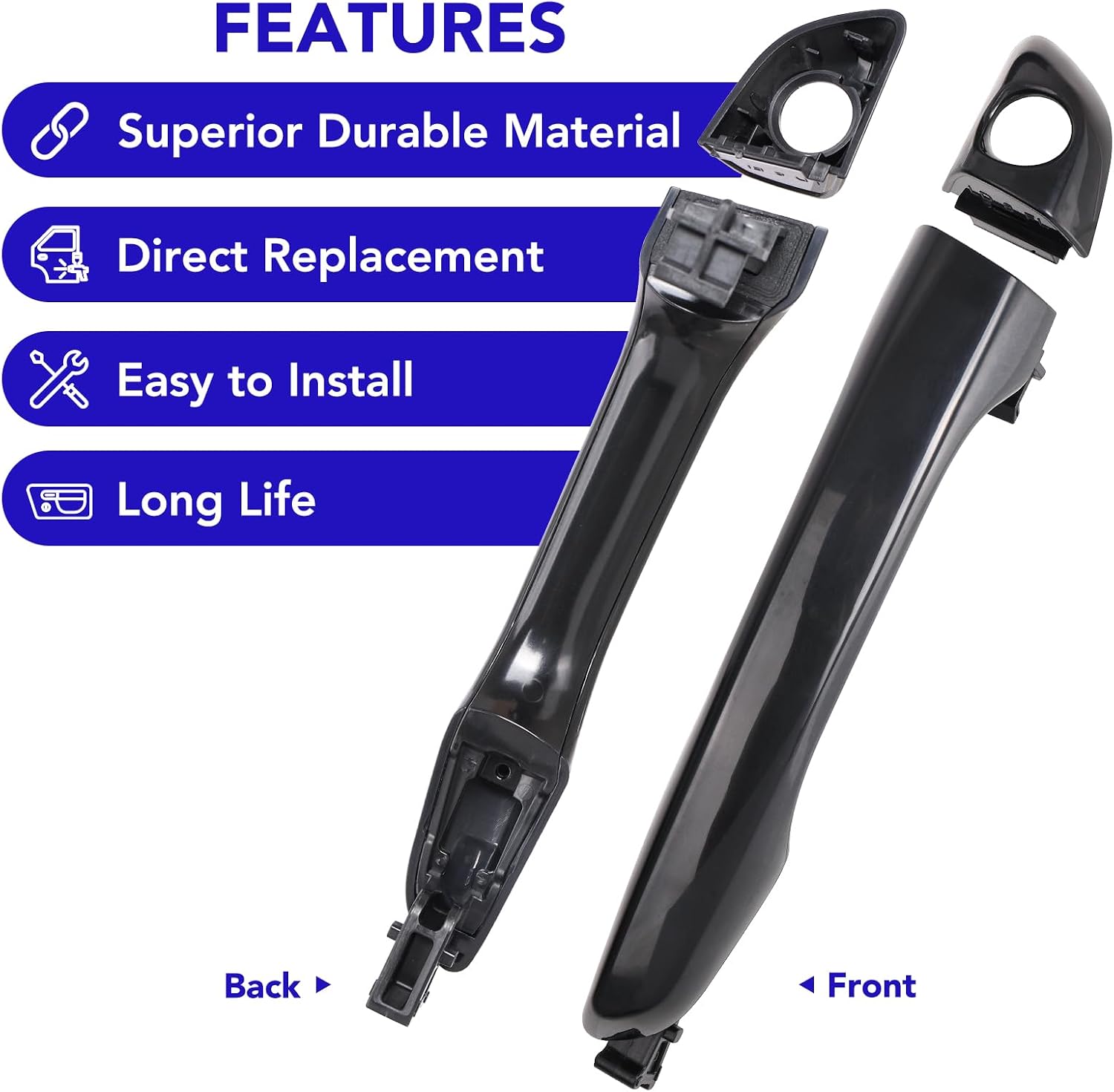 Exterior Door Handle Front Left Driver Side Compatible with Hyundai Elantra 2017 2018 2019 2020 Replaces OE# 82651F2010, 82652F2010