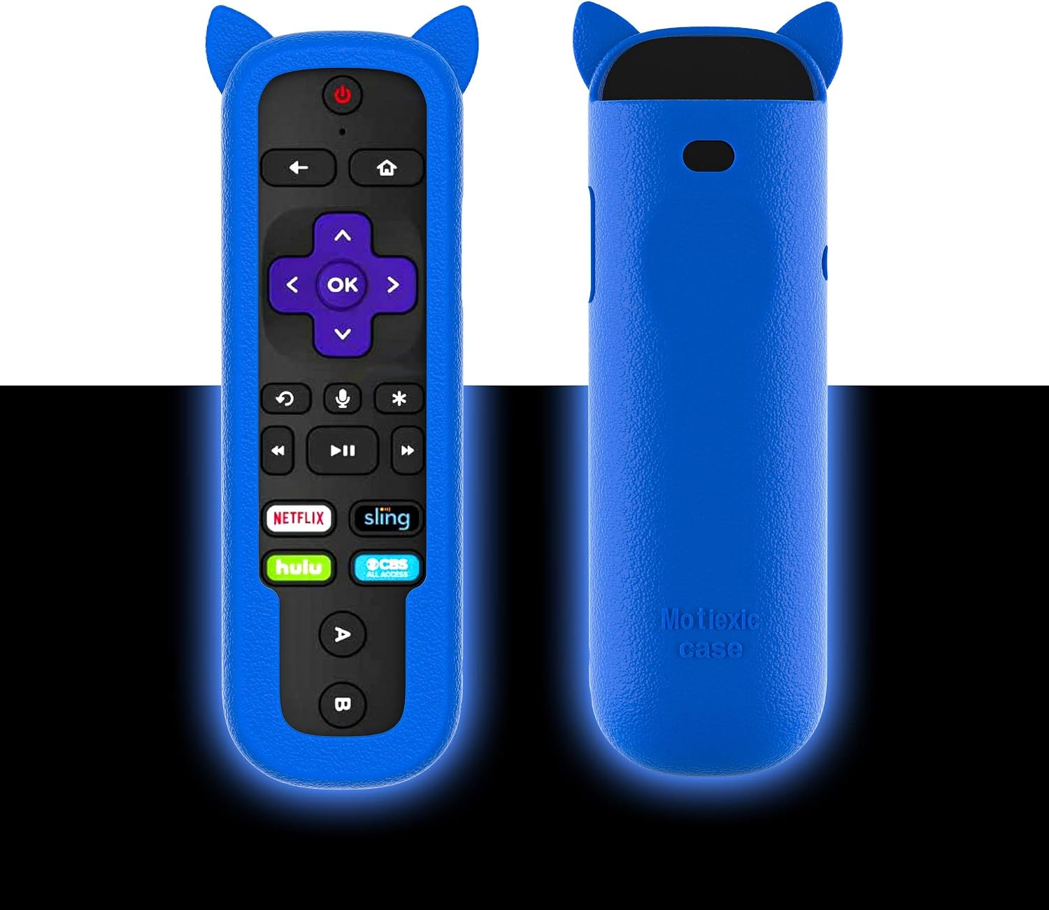 Cheap Silicone Remote Cover Case Compatible with Roku Ultra 2018 Remote Shockproof Protective Remote Controller Skin Sleeve for Roku Ultra 4661R with Wrist Strap, Glow in The Dark (Blue)