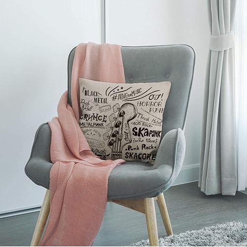 Miniatura 3 de HGOD DESIGNS Funda de almohada de guitarra, bajo para póster de festival de rock. Funda de almohada decorativa de banda de rock and roll, fundas de