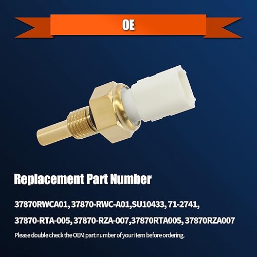 Miniatura 4 de HiSport 37870-RTA-005 Sensor de temperatura del refrigerante del motor compatible con Honda Civic 2006-2020, CR-V 2007-2017, CROSSTOUR 2012-2015,