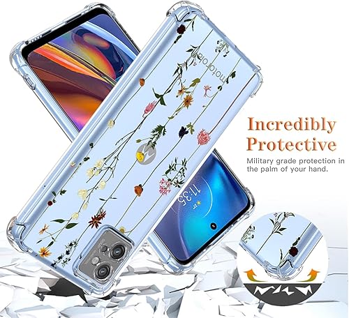 Miniatura 7 de Funda para Moto G32, Motorola G32 con protector de pantalla, funda transparente con patrones de jardín de flores, funda protectora para Motorola