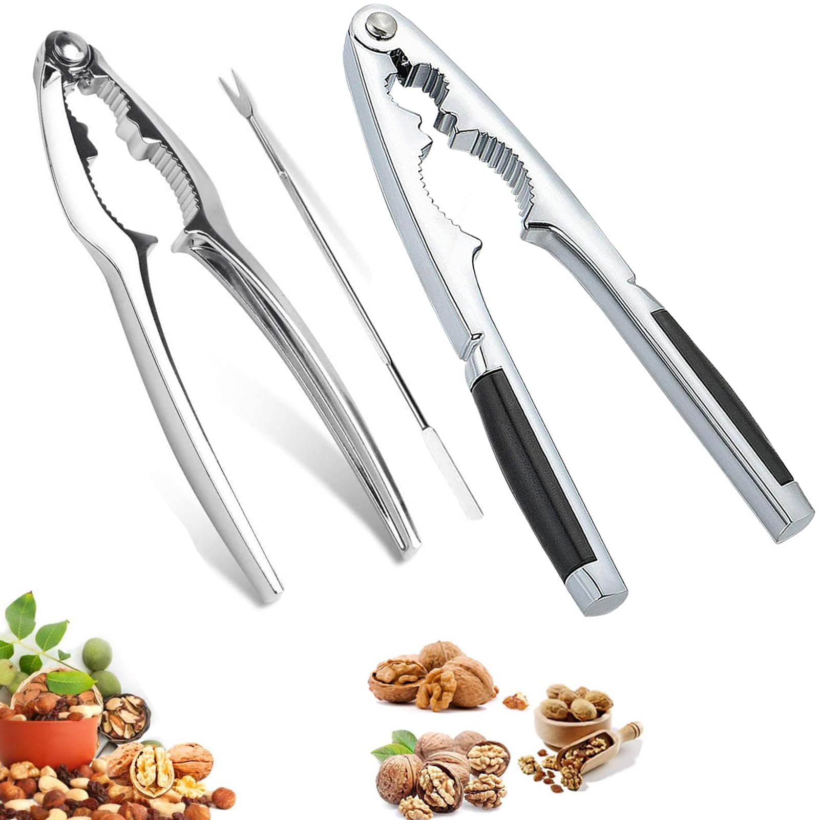 XINCHEN 2 Stück Nussknacker Aus Metall - Edelstahl Nussöffner Für Walnüsse Und Schalentiere
