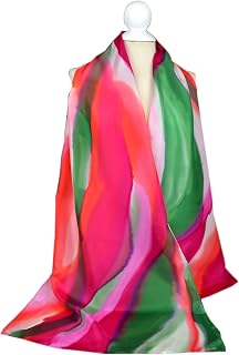 Fular de seda pintado a mano. Pañuelo de seda pintado a mano para mujer. 180x45cm. Colección 5 estaciones. (Verano)