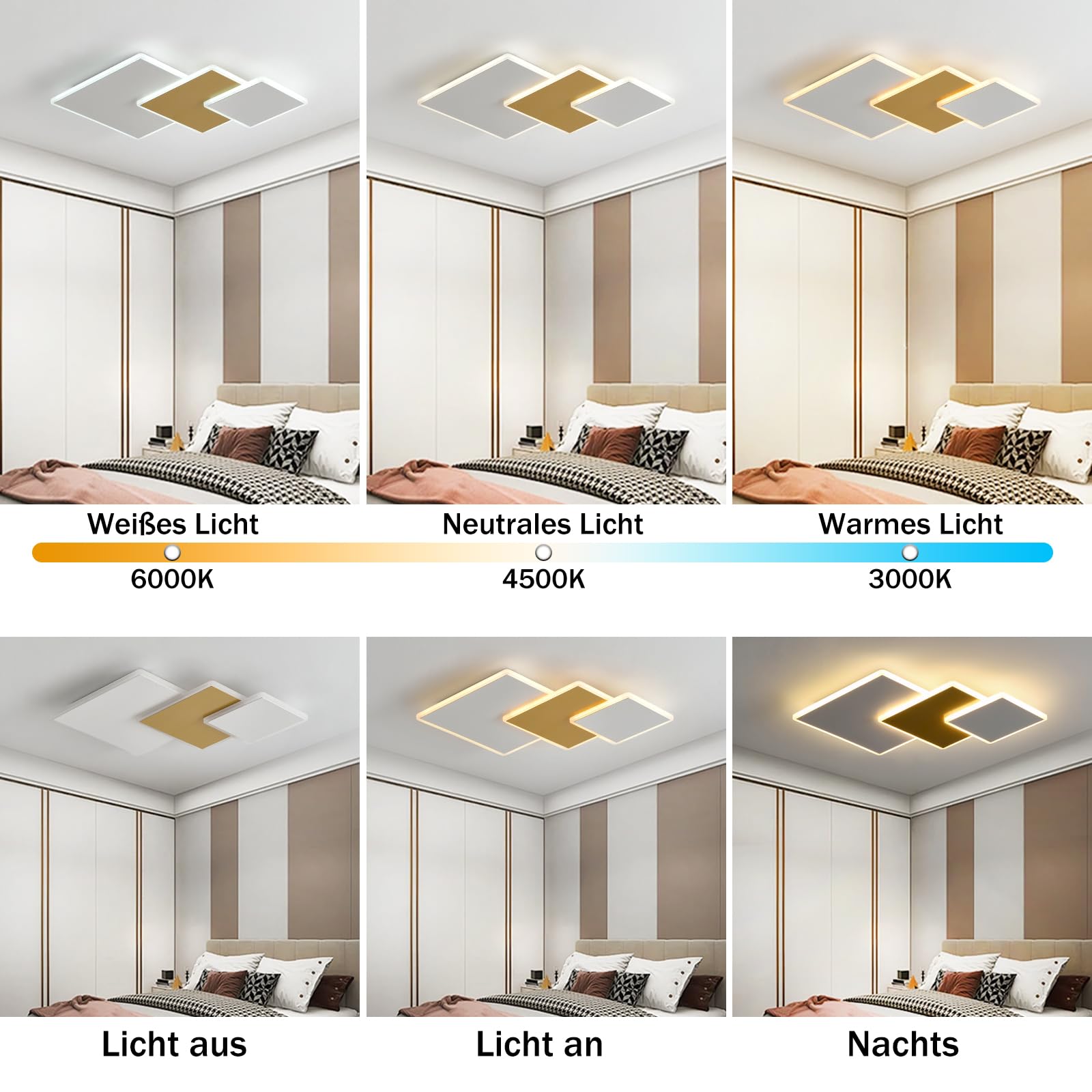 YZBEIMDAI Plafoniera LED Soffitto Moderna, Dimmerabile Lampada da Soffitto Moderna Quadrata con Telecomando＆APP, per Camera da letto Cucina Corridoio